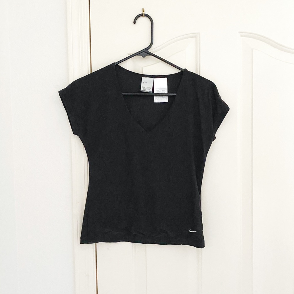 Nike Black Dri Fit V Neck Short Sleeve Top